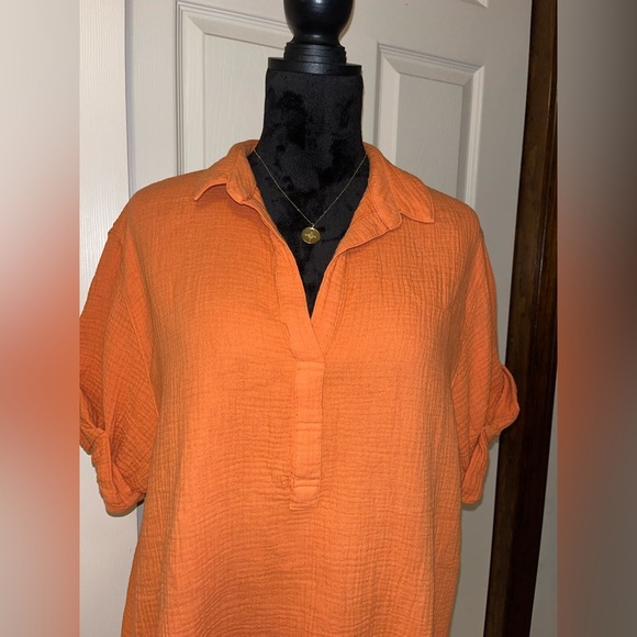 NWOT Dear John Orange Gauze Top- Small - Picture 2 of 6